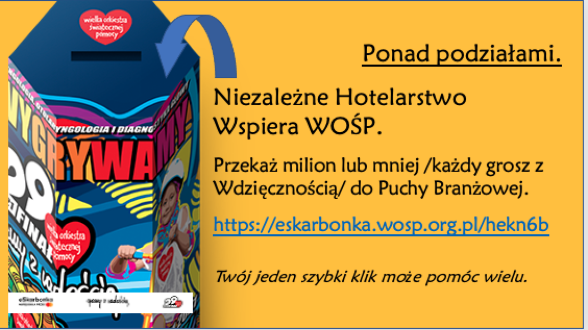 Pomaganie jest fajne! Hotelarze zbierają pieniądze do wirtualnej puszki WOŚP